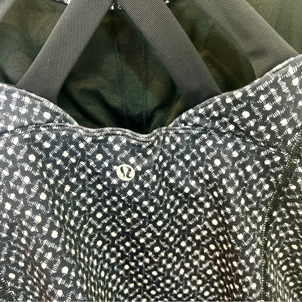 Lululemon Enhearten Millie Mesh Black White Criss Cross Tank 4